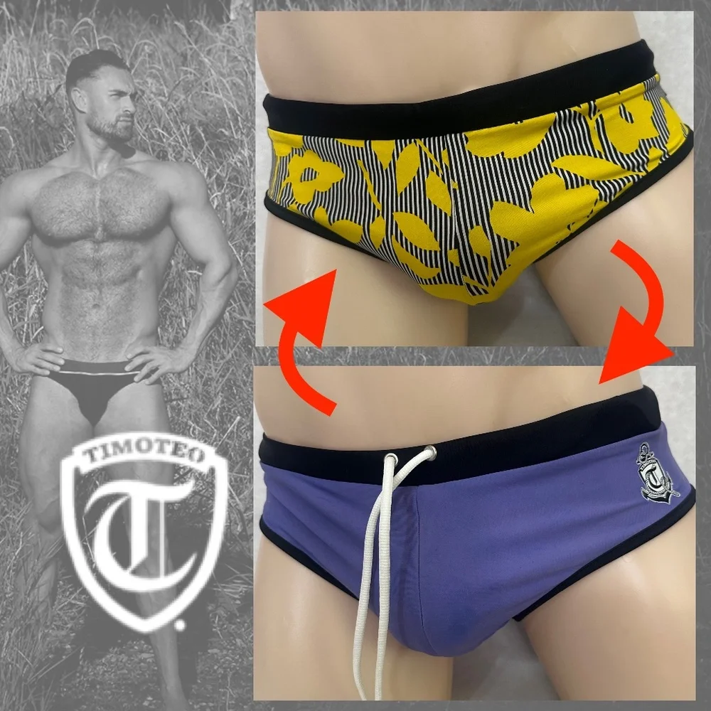 Timoteo Reversible Swim Briefs 30-36" waist Nylon / spandex Gently worn - Picture 1 of 7